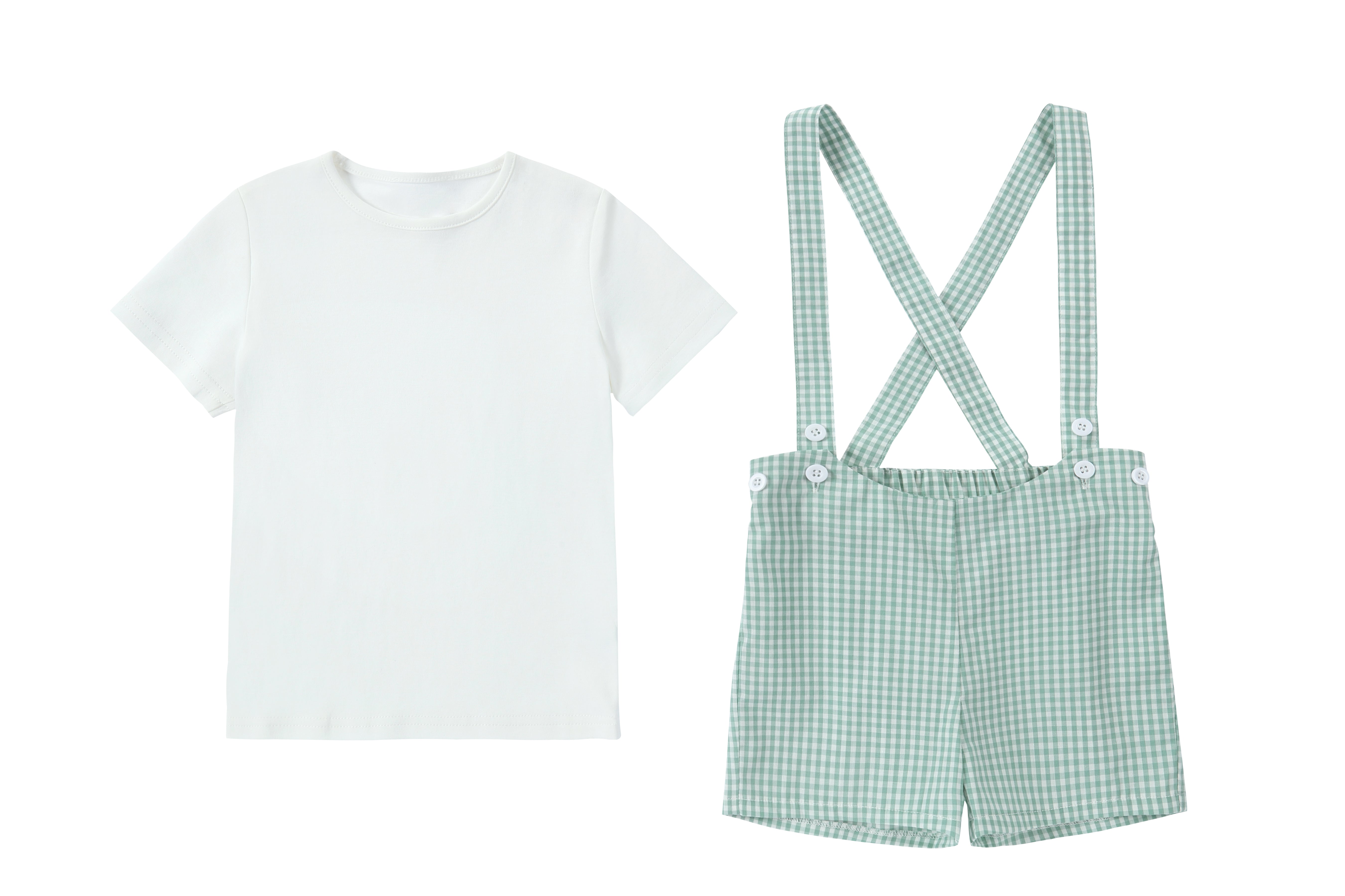 Baby Gingham dungaree - Sage Collection