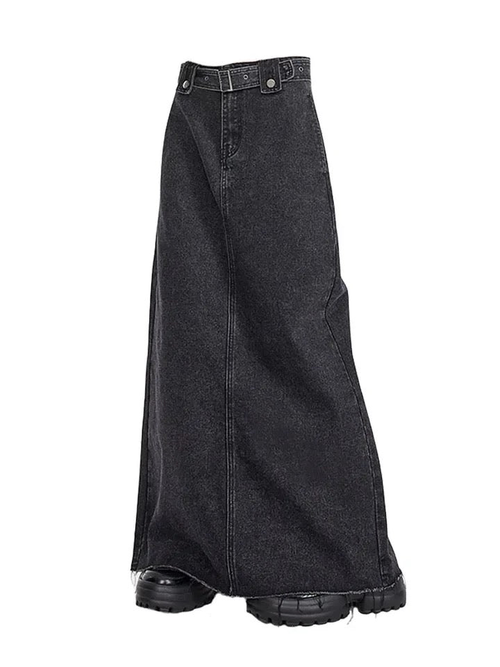 Black Denim Maxi Skirt