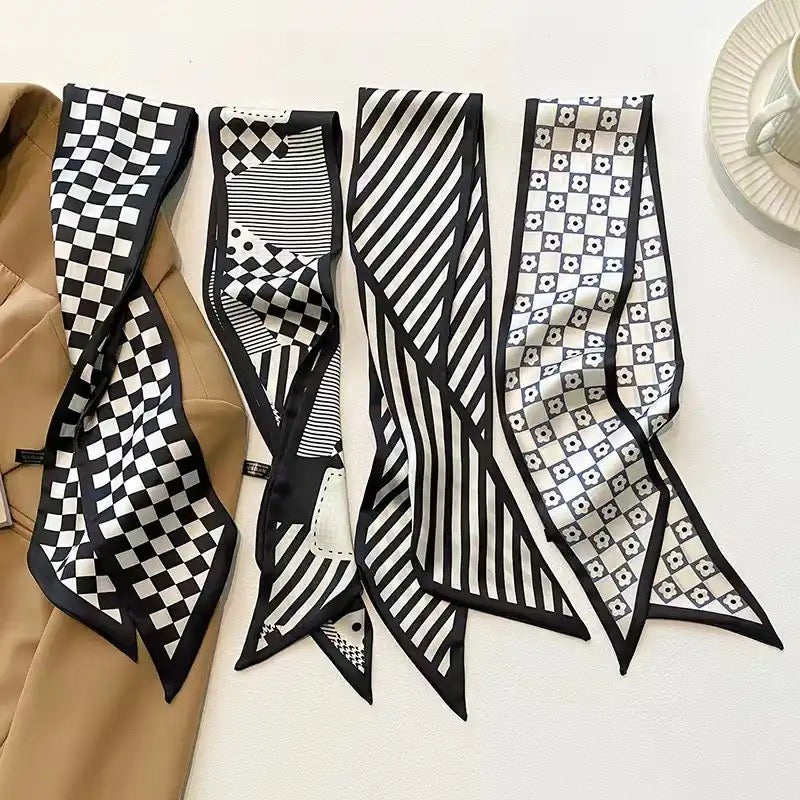 Black/White Silk Scarf