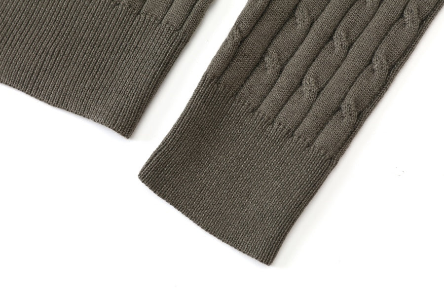 Cableknit Cardigan with Ribbed Maxi Olive - Image 11
