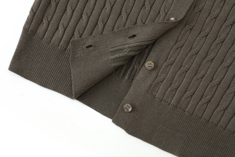 Cableknit Cardigan with Ribbed Maxi Black - Image 11