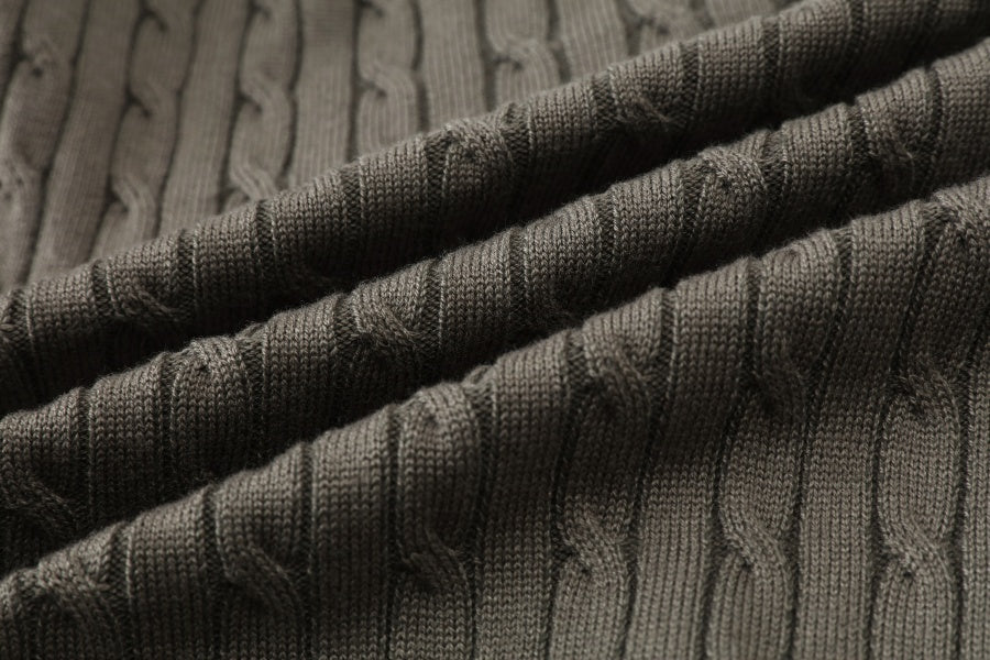 Cableknit Cardigan with Ribbed Maxi Olive - Image 8