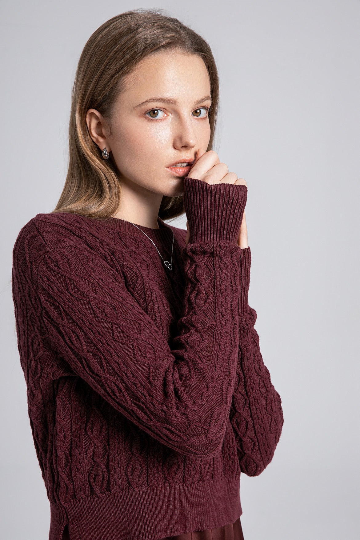 Cableknit Sweater Satin Jumper - Image 4