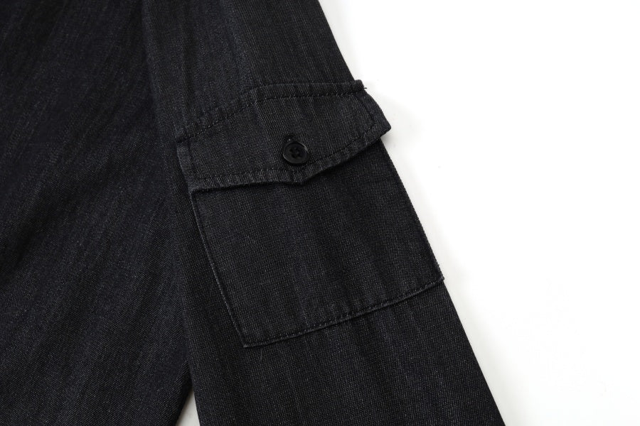 Black Denim Jumper Shirt Set - Image 9