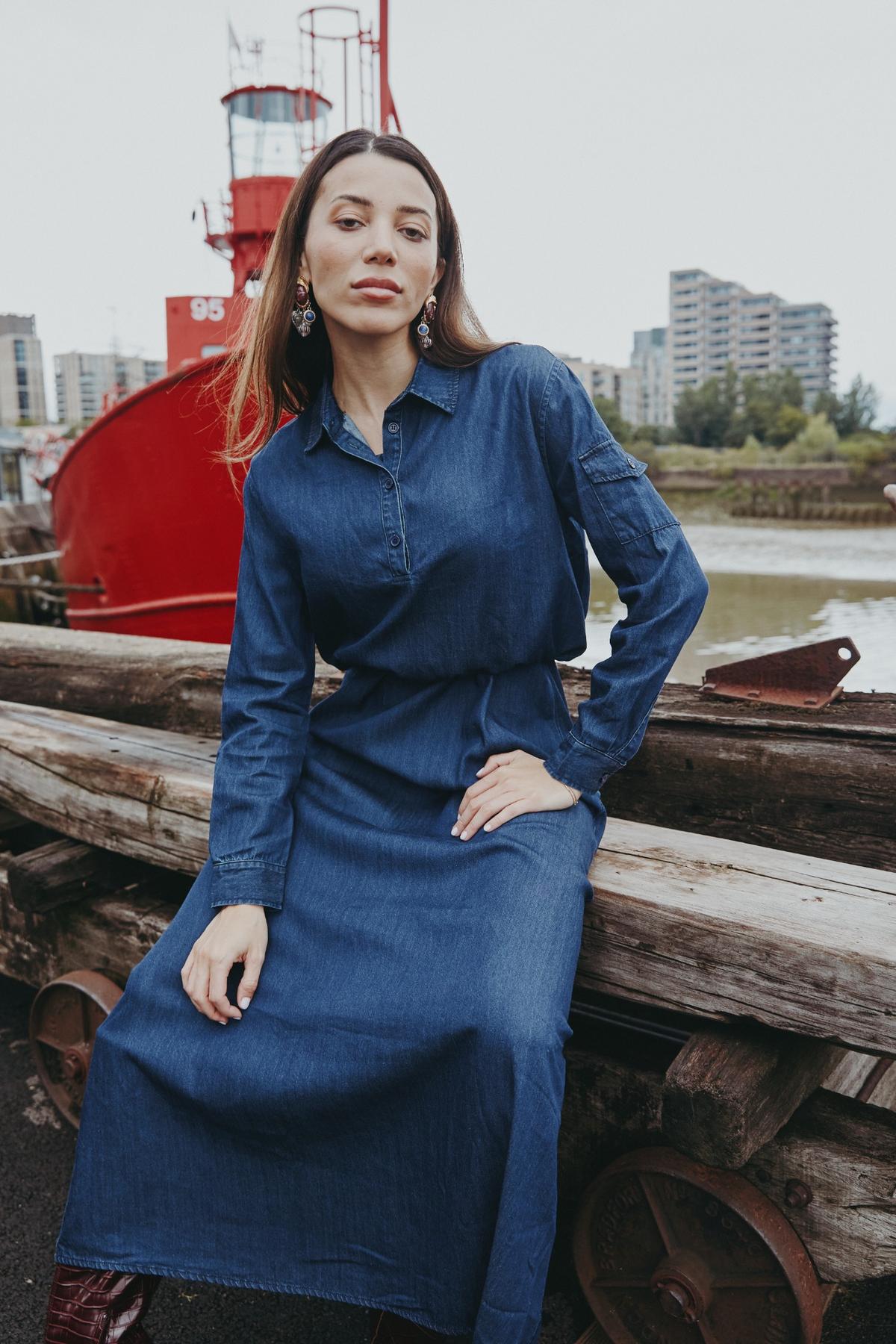 Black Denim Jumper Shirt Set - Image 4