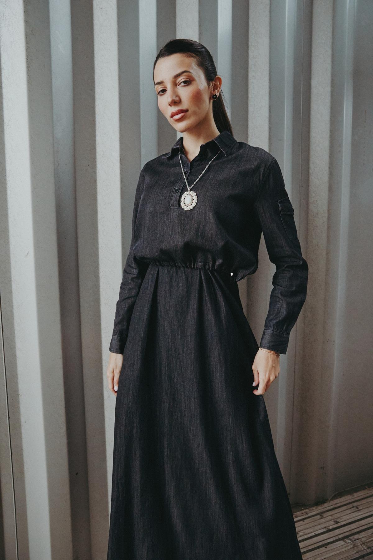 Black Denim Jumper Shirt Set - Image 3