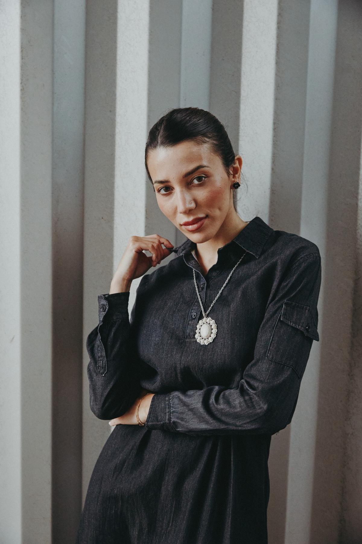 Black Denim Jumper Shirt Set - Image 6