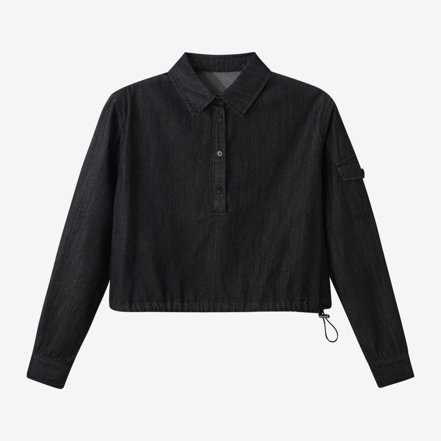 Black Denim Jumper Shirt Set - Image 8