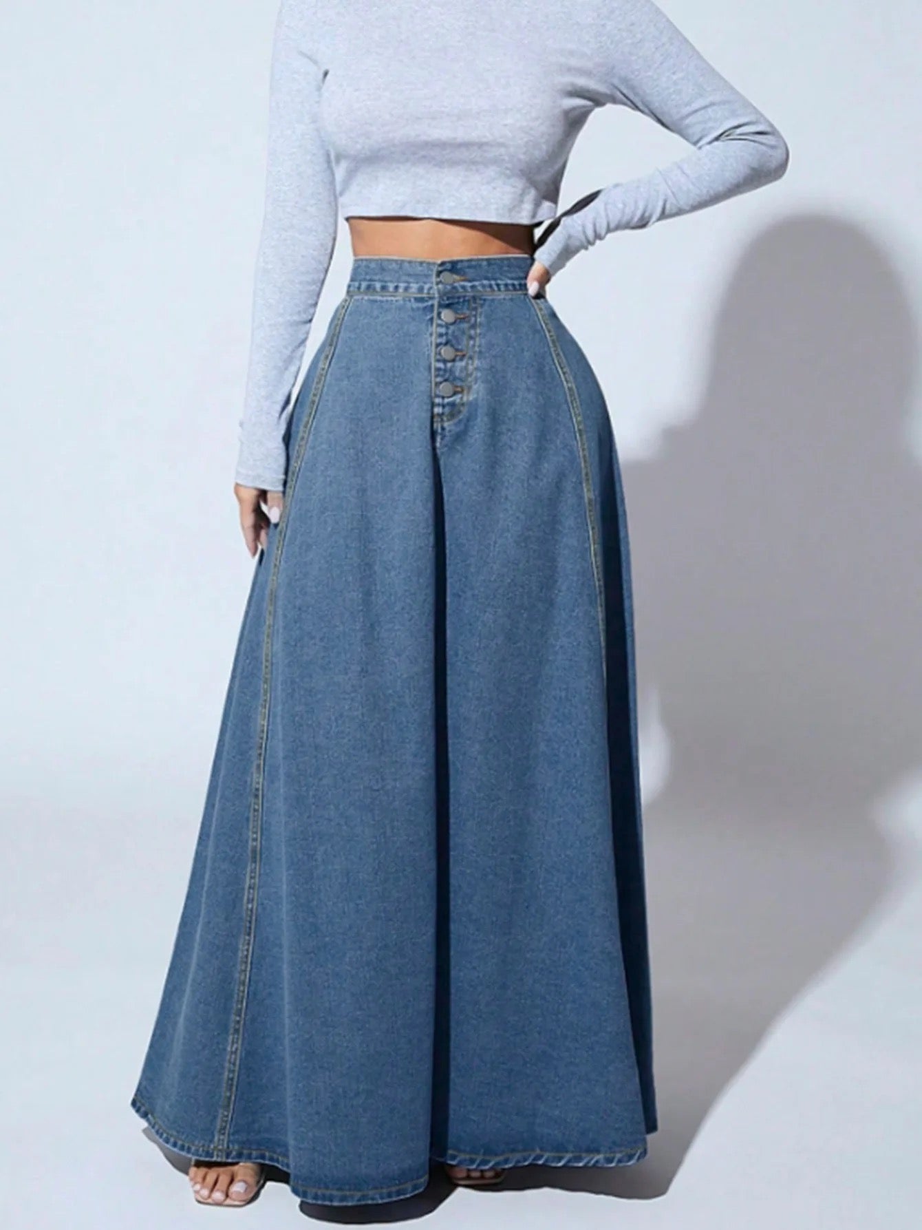Denim A-lined Maxi Skirt