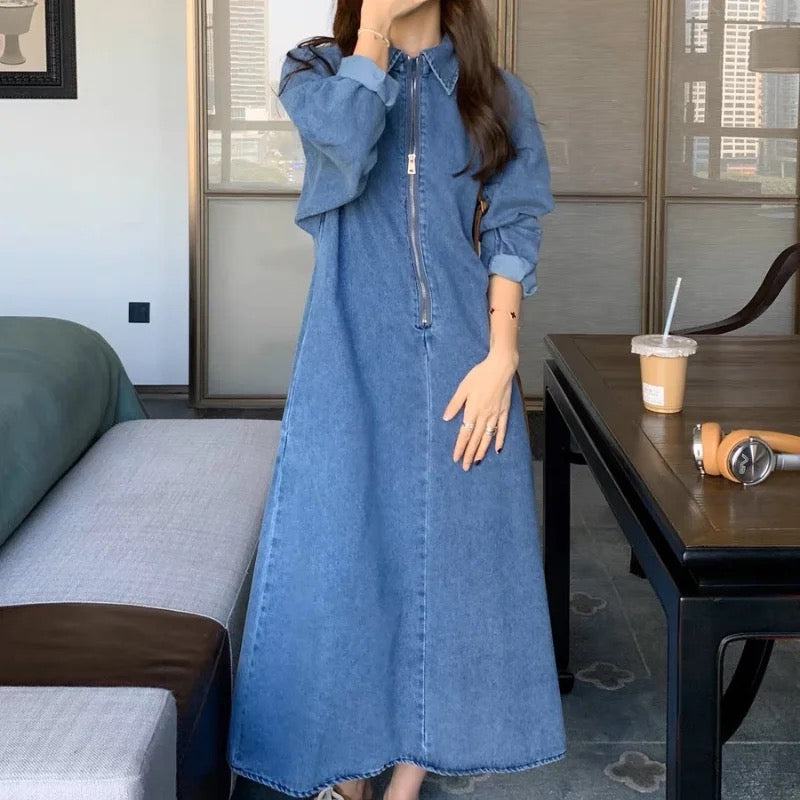 Denim Collar Maxi Dress - Image 2