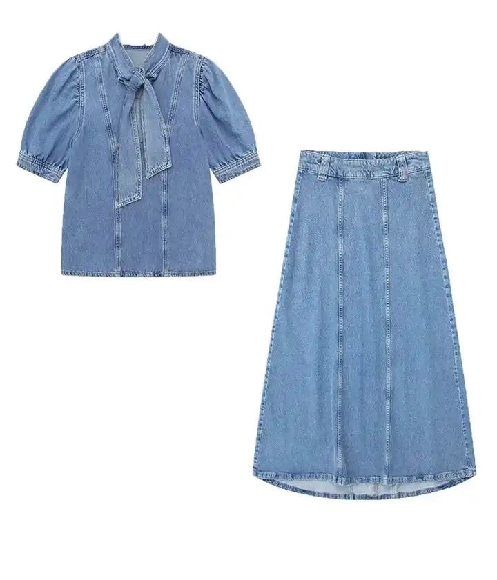 Denim Shirt & Maxi Skirt