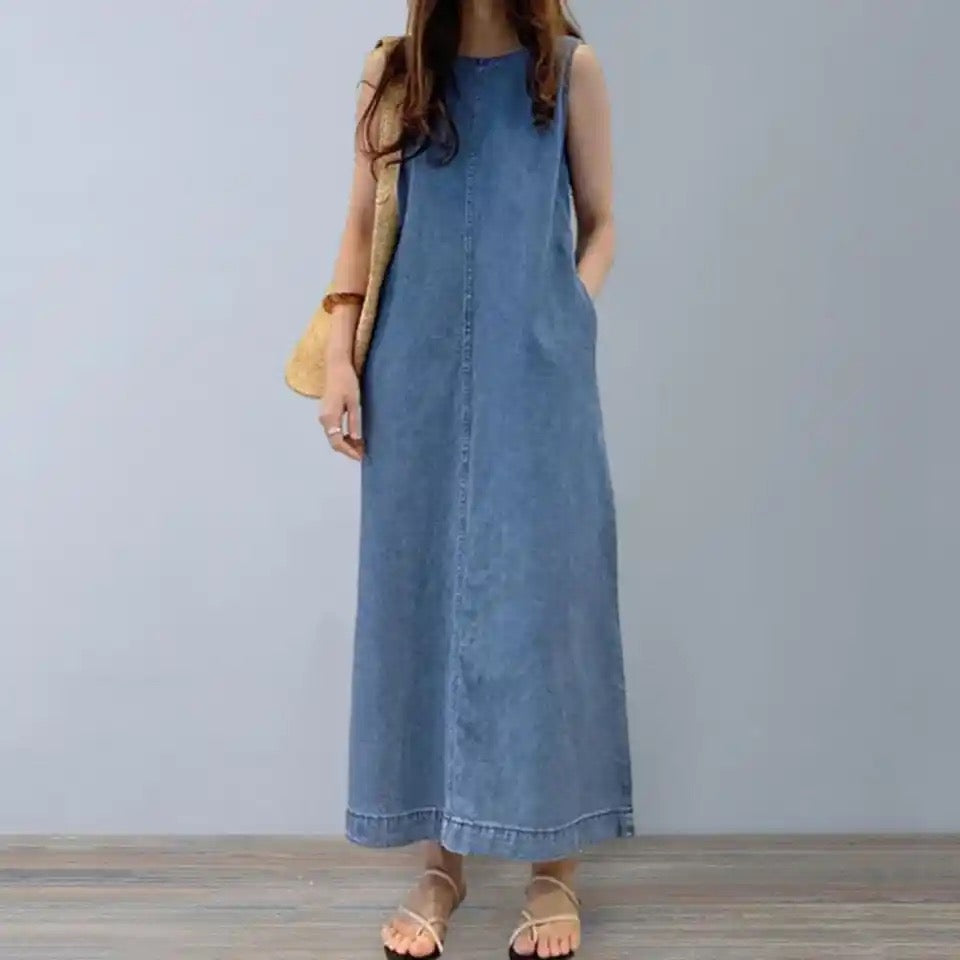 Denim Sleeveless Maxi Dress