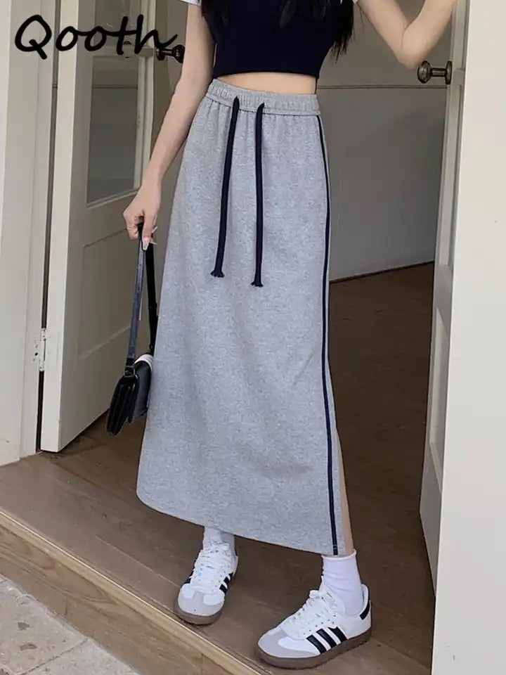Drawstring Midi Skirt