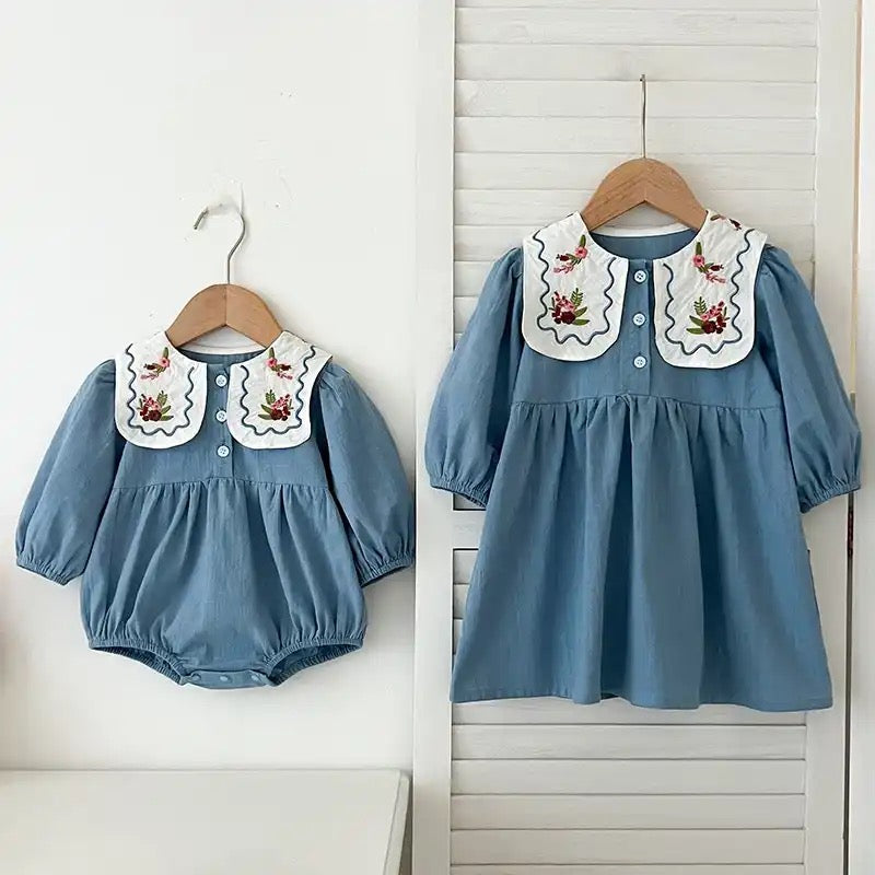 Embroidered Collar Dress