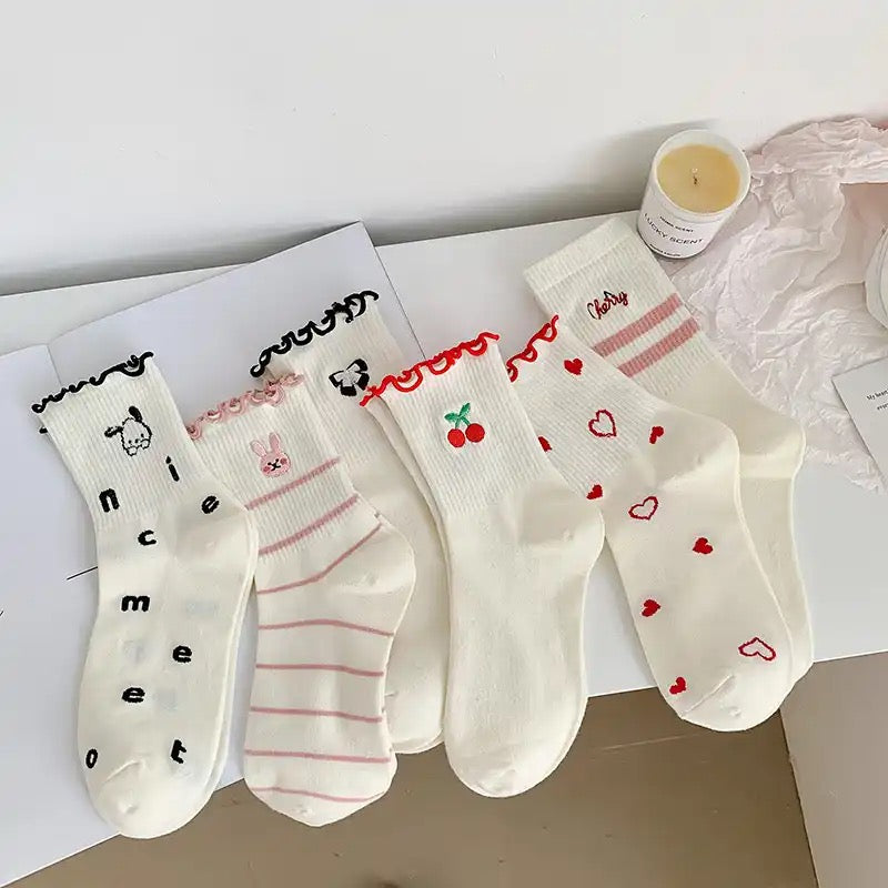 Embroidered Frill Socks