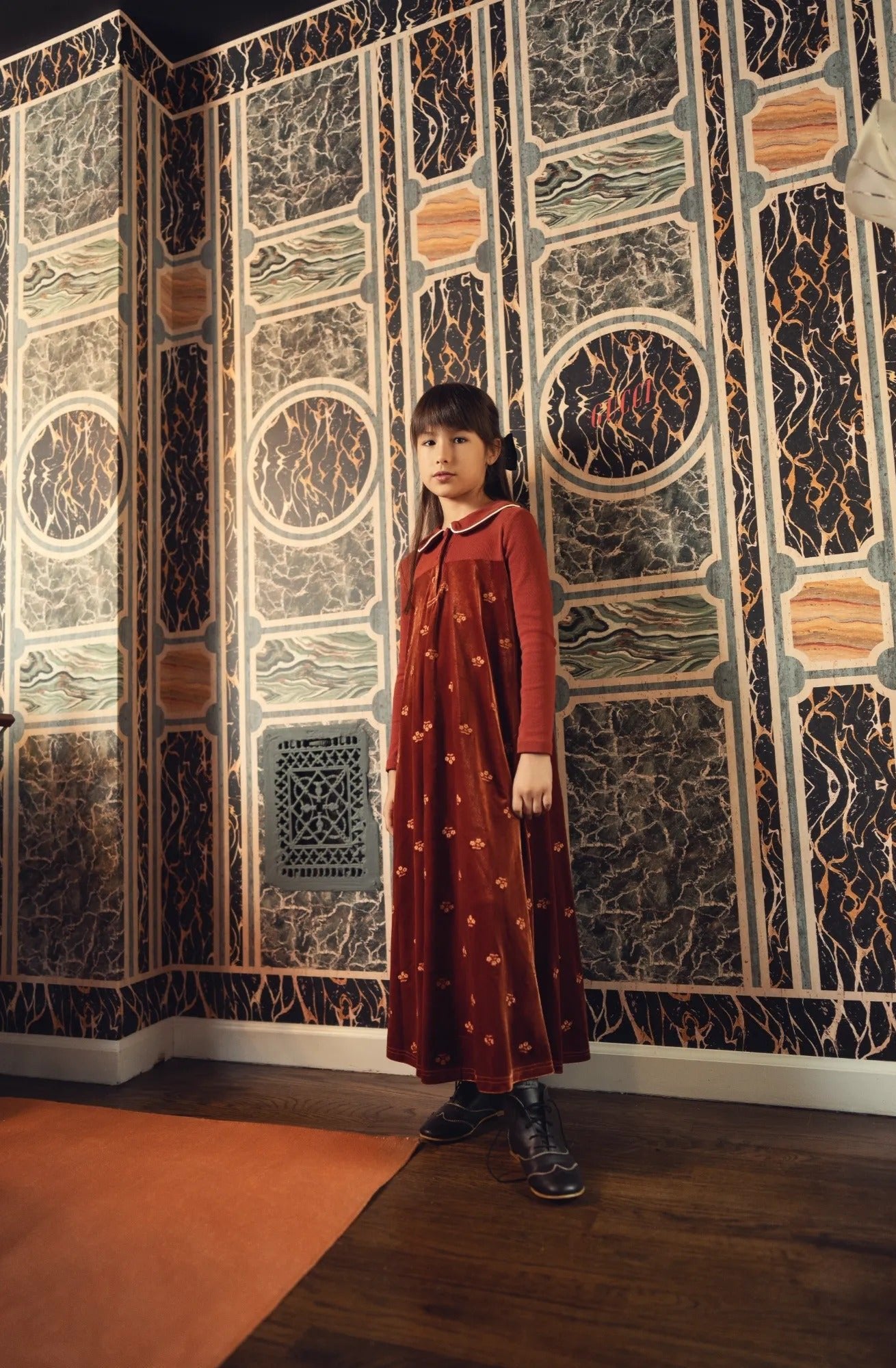 Embroidered Maxi Dress Rust