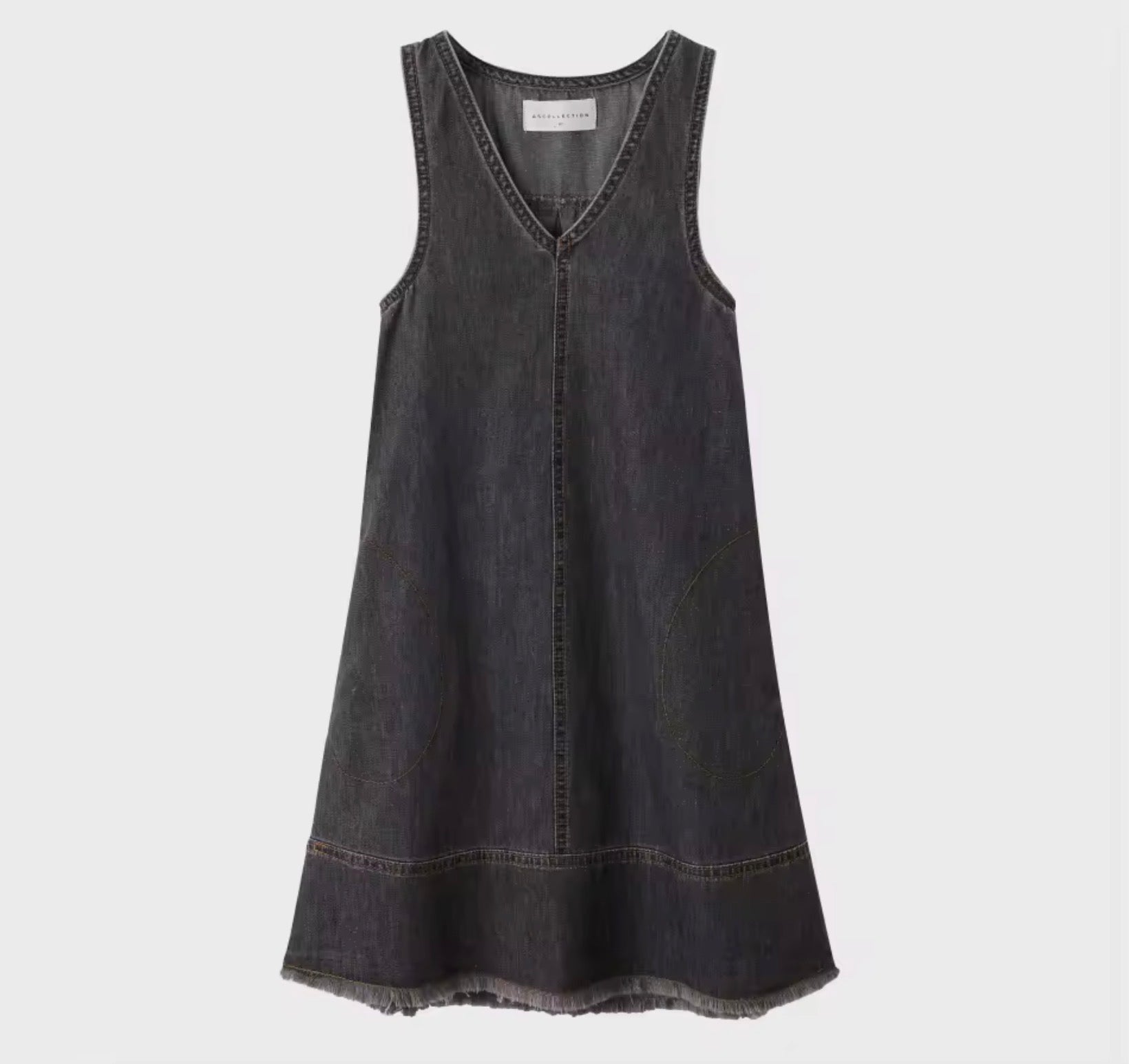 Girl V Dress- Black Denim Collection