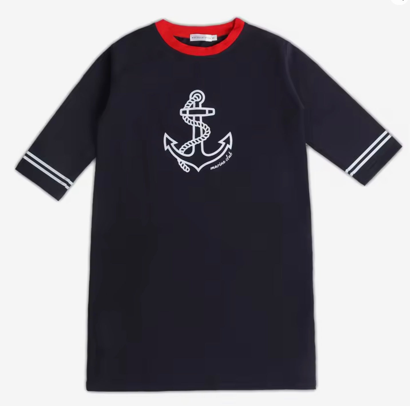 Girls Navy T-Shirt Dress- The Harbor Collection - Image 2