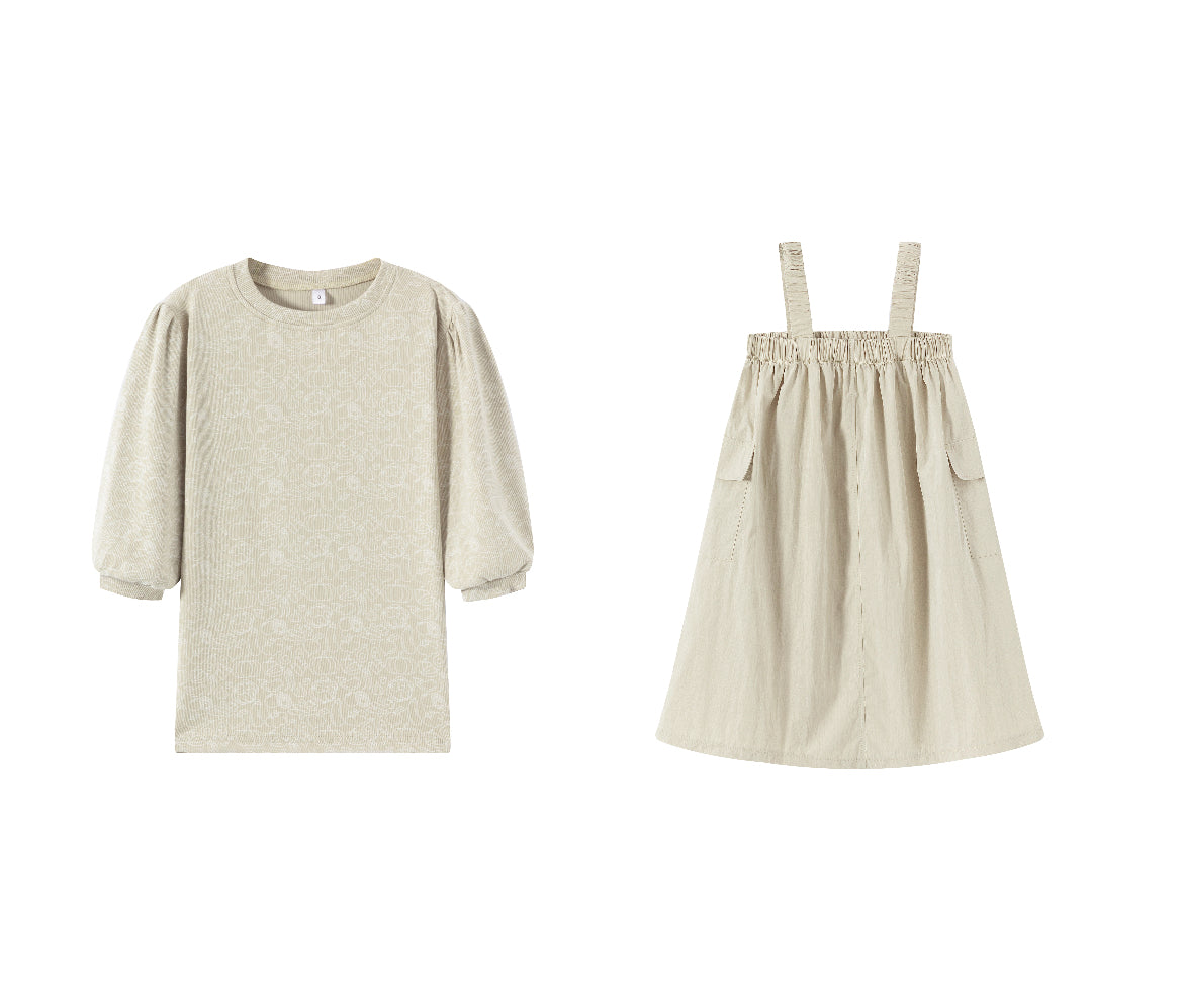 Jumper Dress & Print Tee 3/4 Sleeve