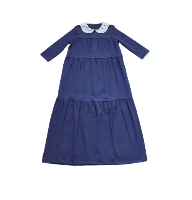 Navy Collar Robe 3/4 Sleeve