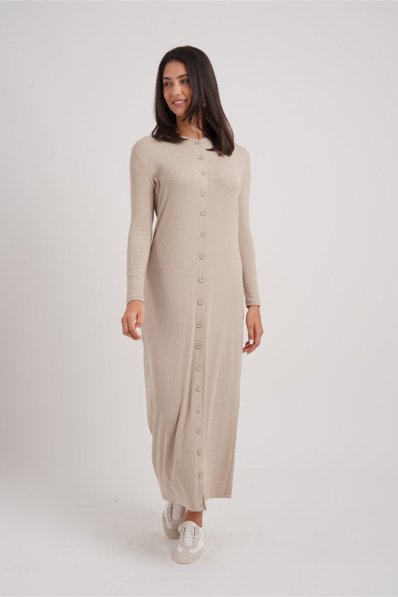 Ribbed Button Maxi Black - Image 5