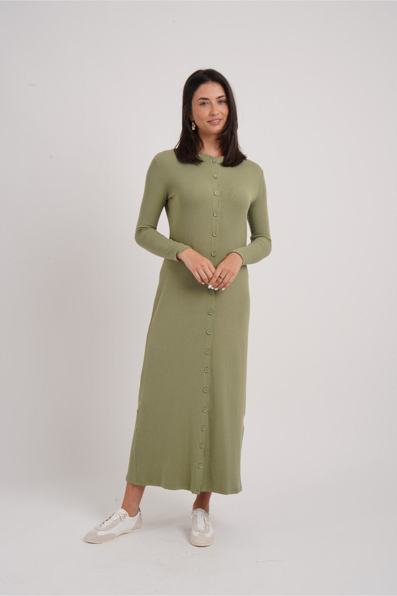Ribbed Button Maxi Black - Image 3