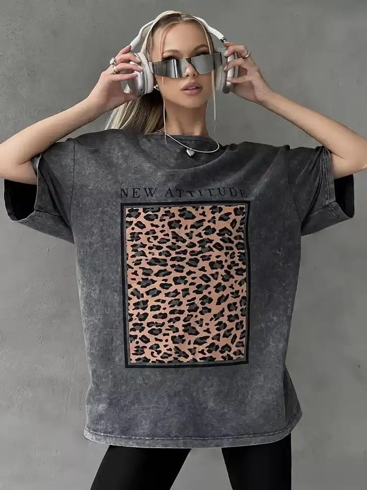 Oversized Denim Washed Tee - Image 2