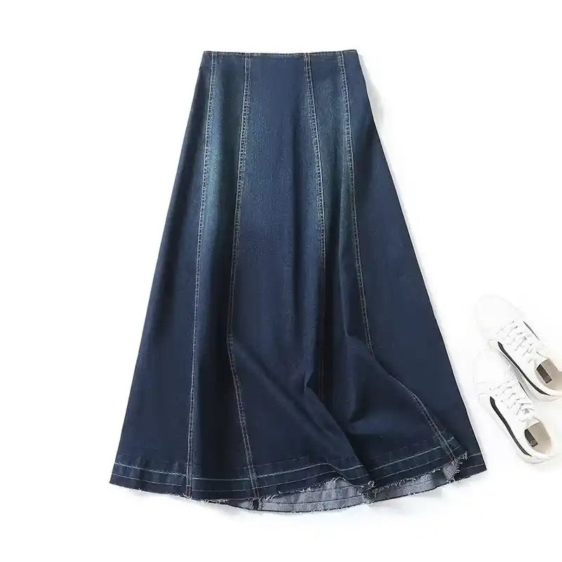 Panel Denim Maxi Skirt