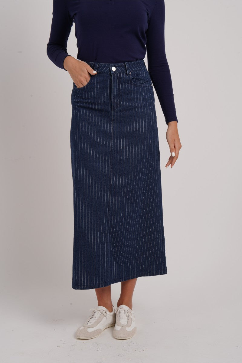 Pinstripe Denim Skirt - Image 8