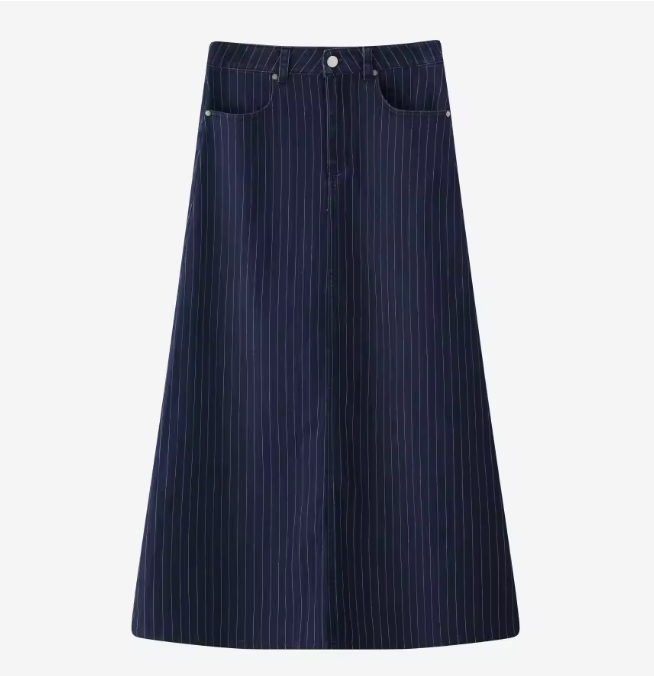 Pinstripe Denim Skirt - Image 6
