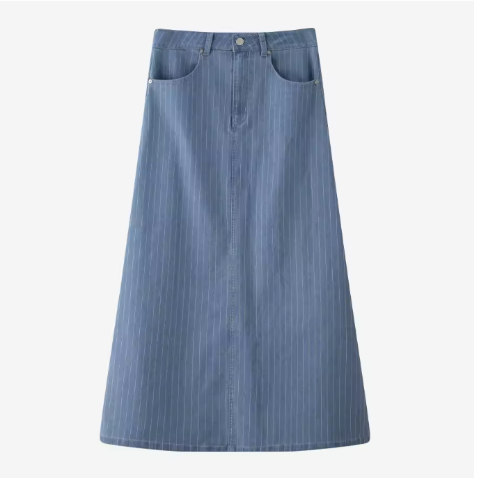Pinstripe Denim Skirt - Image 7