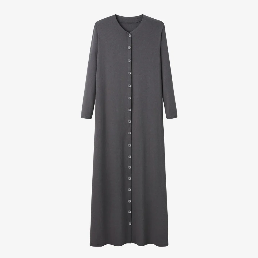 Ribbed Button Maxi Charcoal - Image 5