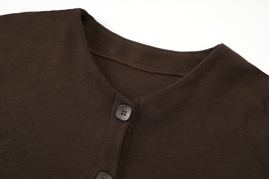 Ribbed Button Maxi Brown - Image 9