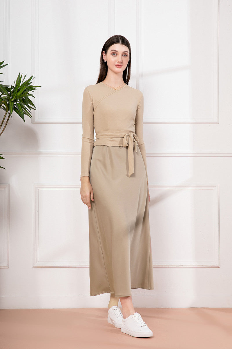 Ribbed Cardigan & Satin Dress - Image 4