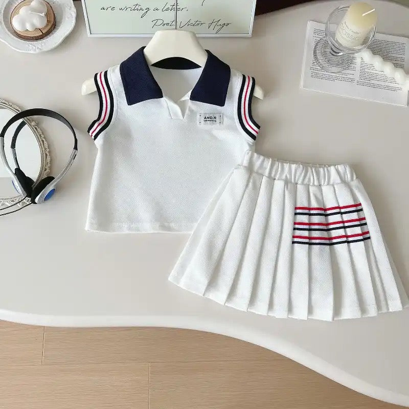 Sleeveless Polo Shirt And Skirt