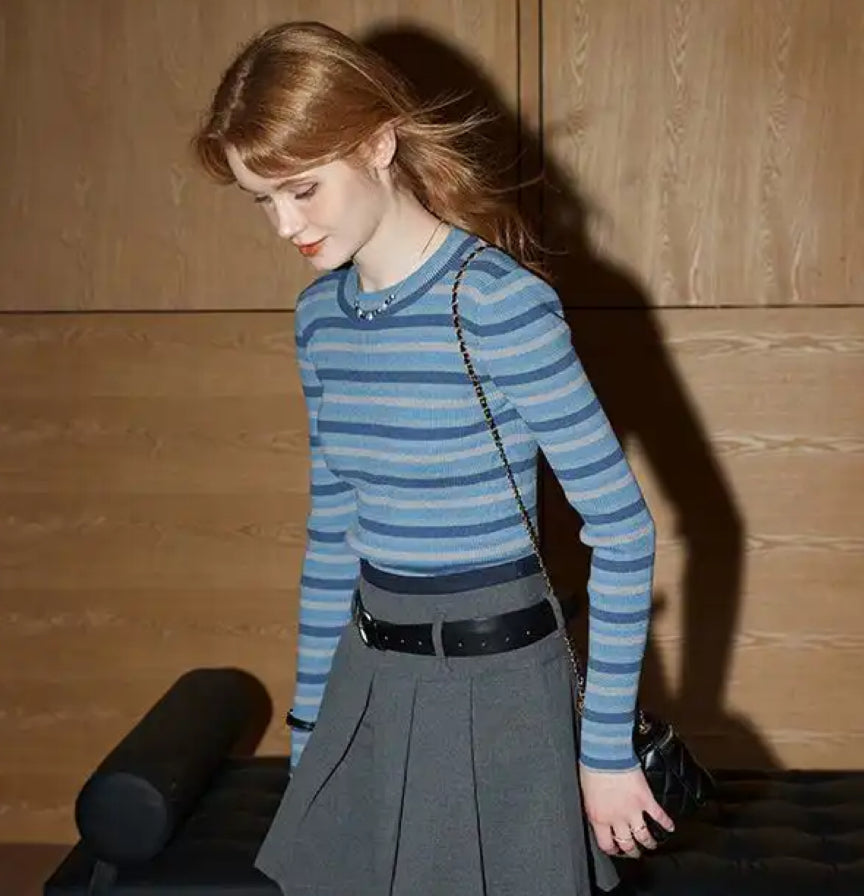 Striped Ribbed T-Shirt