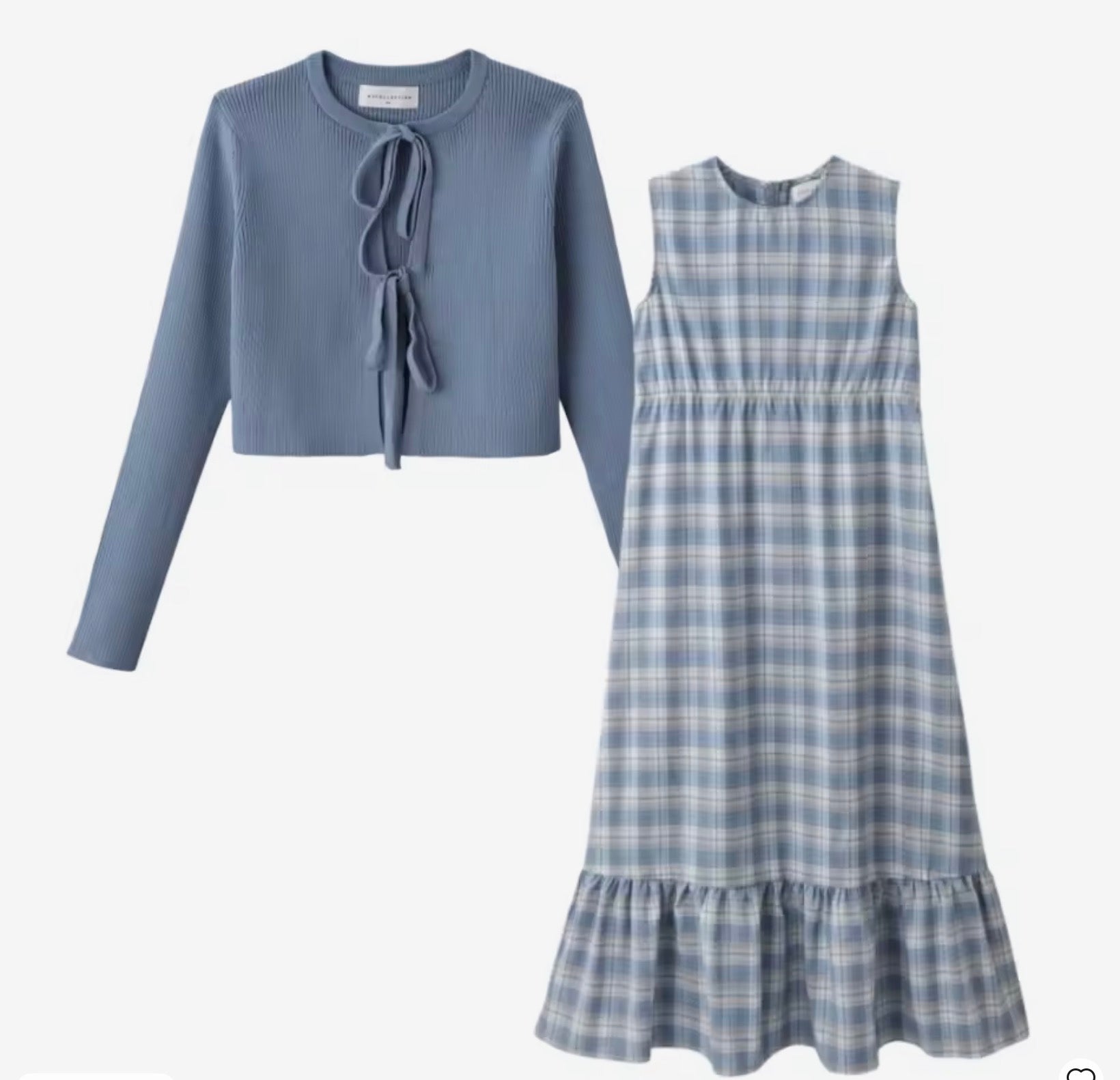 Teen Girl Knitted Blue Cardigan Set - Image 2