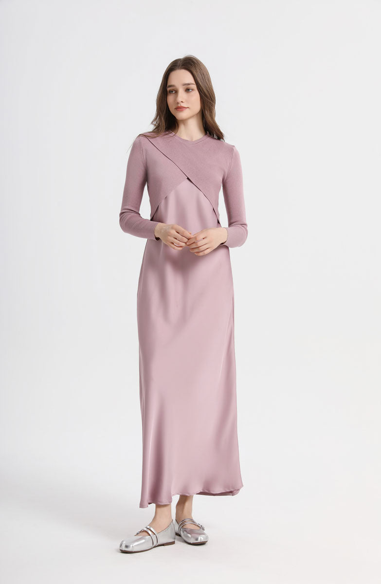Knit Top x Satin Dress - Image 2