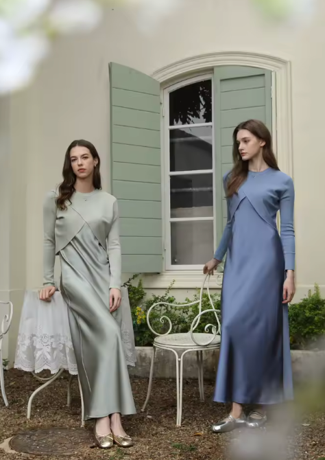 Knit Top x Satin Dress - Image 4