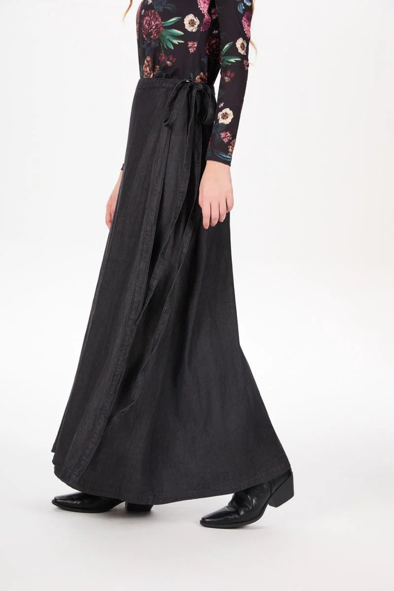 Wrap Denim Skirt Blue Denim - Image 5
